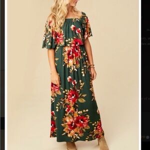 Altar'd State Green Floral Maxi Dress